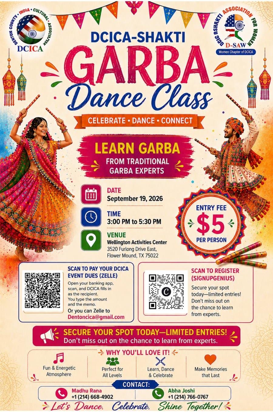 DCICA-Shakti Garba Dance Class poster